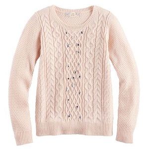 Pink Republic Gem Embellished Cable Knit Sweater, 10